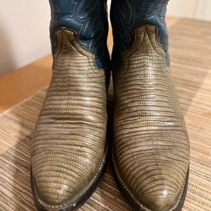 Custom Cowboy Boots - Teal/Sage leather Size 10